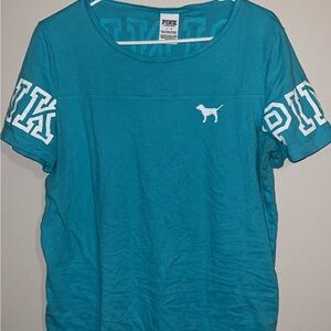 PINK Victoria's Secret Teal Short Sleeve Tee